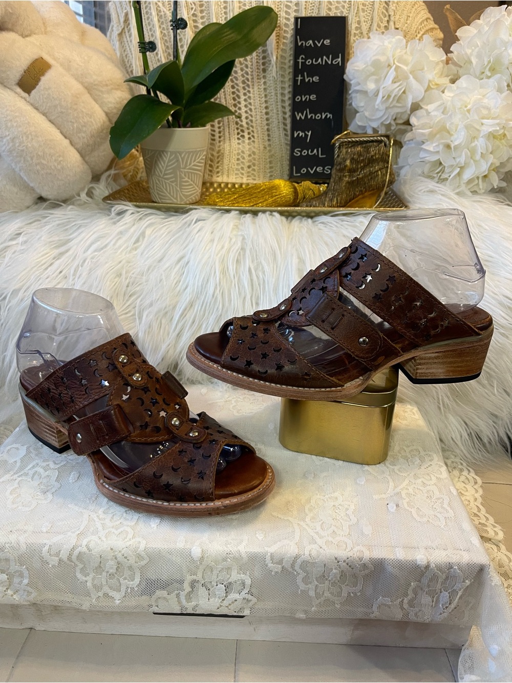 Freebird EUC Moonstar Leather Sandal in Cognac MSRP$250